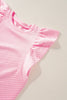 Pink Textured Ruffle Short Sleeve Pullover Top