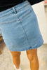 Dusk Blue Acid Wash Bowknot Details High Waist Denim Skirt