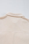 Oatmeal Textured Flap Pockets Buttoned Plus Size Shacket