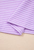 Khaki Stripe Dolman Sleeve Polo Shirt and Drawstring Shorts Set