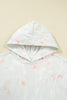 Gray Floral Print Plus Size Loose Hoodie