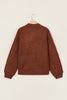 Coffee Solid Color Cable Knit High Neck Loose Pullover Sweater