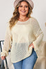 Parchment Hollow Out Knit Star Pattern Accent Plus Size Jumper