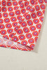 Orange Geometric Floral Print Color Block Trim Button Front Ruffle Hem Dress