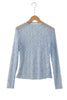 Ashleigh Blue Sheer Floral Lace Long Sleeve Slim Fit Top