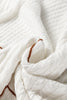 White Mix Texture Patchwork Contrast Stitch Mock Neck Sweater