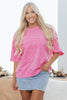 Sachet Pink Floral Patched Half Sleeve Tunic Top