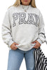 Gray PRAY Polka Dot Letter Print Mock Neck Plus Size Sweatshirt