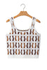 White Western Leopard/ Horseshoe Printed Scalloped Trim Square Neck Sweater Vest