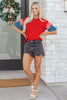 Beau Blue Stars Stripes Short Puff Sleeve Top