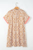 Khaki Western Fashion Print Striped Color Block Patchwork Shift Mini Dress