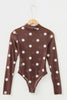 Black Vintage Polka Dot Print Mesh Long Sleeve Bodysuit