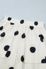 Beige Polka Dot Wide Leg Elastic Waist Casual Pants