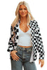 Black Checkerboard Flap Pocket Button Front Shacket