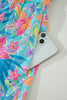 Multicolour Floral Print Contrast Scallop Striped Trim V Neck Dress