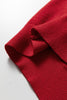 Racing Red Pearl Embellished Double Ruffle Short Sleeve Sweater