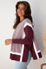 Green Stripe Color Block Patchwork Dolman Oversize Tunic Sweater