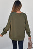 Coffee Solid Color Textured Round Neck Drop Shoulder Pullover Sweatshirt