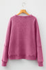 Mist Green Waffle Knit Patchwork Long Sleeve Loose Top