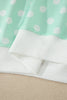 Green Polka Dot Print Color Block Trim Mock Neck Short Set