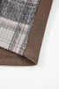 Brown Plaid Patchwork Button Down Drawstring Hooded Shacket