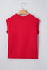 Fiery Red YEEHAW Embroidered Letter Loose Short Sleeve Sweater
