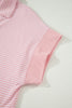 Khaki Stripe Dolman Sleeve Polo Shirt and Drawstring Shorts Set