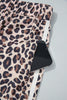 Beige Plus Size Leopard Print Side Stripes Detail Casual Pants