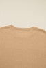 Tan Plus Size Leopard Bow Decor Split Cuffs Loose Sweater