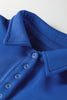 Sky Blue Button up Collared Exposed Seam Chic Sweatshirt