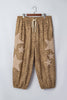 Khaki Plus Size Leopard Print Western Star Patched Jogger Pants