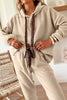 Parchment Leopard Drawstring Pullover Hoodie and High Waist Pants Corduroy Suit