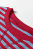 Red Stripe Exposed Seam Contrast Ribbed Trim Oversize Sweatshirt