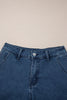 Sail Blue Scalloped Hemline Acid Wash High Waist Denim Shorts