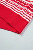 Red Geometric Striped Pattern V Neck Button Front Casual Knit Cardigan