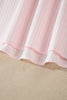 Pink Stripe Contrast Trim V Neck Flutter Sleeve Blouse