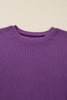 Orchid Mist Solid Color Raw Seam Patchwork Ribbed Drop Shoulder Sweatshirt