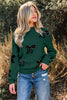 Racing Red Pearl Embellished Bow Pattern Loose Sweater