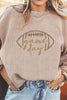 Orange Rugby Game Day Embroidered Corduroy Sweatshirt