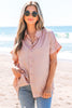 Delicacy Metallic Buttoned Loose Fit Short Sleeve Shirt