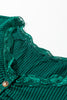 Skobeloff Lace Neckline Button Decor Lettuce Edge Long Sleeve Ribbed Top
