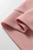 Gossamer Pink Lace Patchwork Raglan Sleeve Kangaroo Pocket Waffle Hoodie