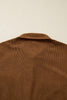 Camel Corduroy Full Buttoned Collared Shirt Style Plus Size Dress
