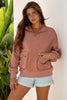 Camel Exposed Seam Side Pockets Half Zipper Baggy Sweatshirt