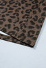 Brown Leopard Print Contrast Collar V-Neck Mini Dress