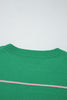 Green Colorblock Striped Half Sleeve Drop Shoulder Sweater