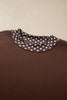 Pink Colorblock Polka Dot Contrast Trim Oversized Sweatshirt