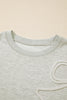 Light Grey Plus Size Thread Embroidered Drop Shoulder Round Neck Sweatshirt