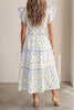 Purple Tulip Floral Print Contrast Trim Midi Dress