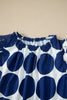 Blue Polka Dot Print Frilled Round Neck Shift Tank Top